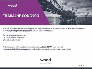 Wood Group opens vacancies in Macaé -RJ.