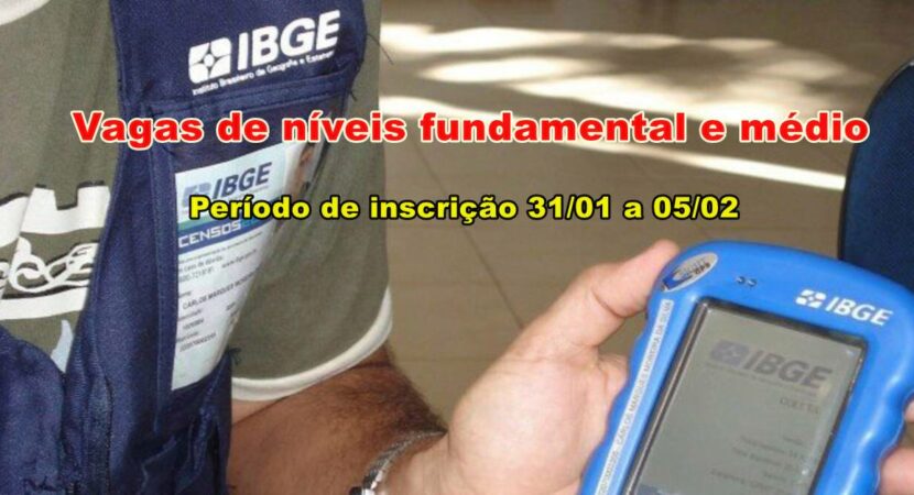 225 mil vagas de níveis fundamental e médio para o concurso 2020 IBGE