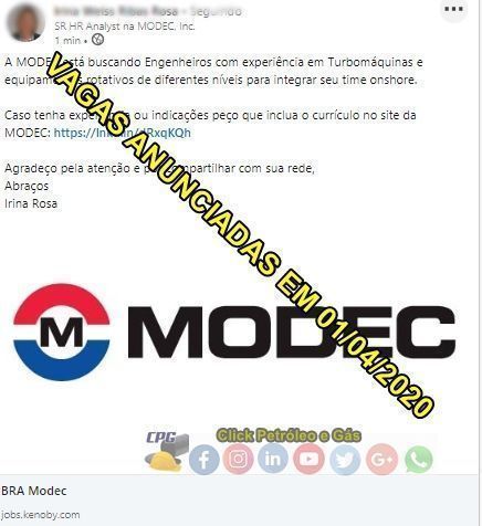 MODEC inicia o mês de abril em busca de Engenheiros para integrar seu time onshore em Macaé e RJ