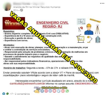 Obras de construção civil no Rio de Janeiro demanda vagas de ensino superior em Engenharia Civil neste sábado, 04 de abril