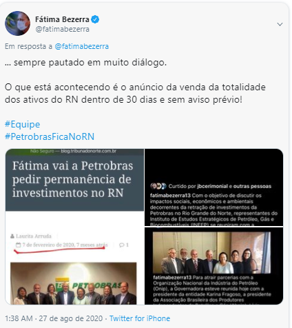 Petrobras Petróleo RN  Fátima Bezerra Twitter