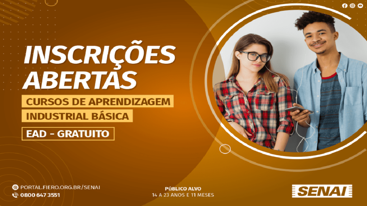 Cursos gratuitos -EAD - Senai - vagas - Rondônia