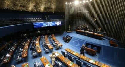 Imagem do Senado Brasileiro, onde está sendo votada a taxação da exportação de petróleo, como mecanismo para manter estabilidade dos preço dos combustíveis