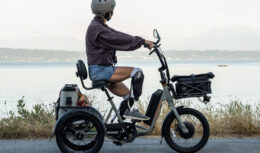 Triciclo elétrico da Rad Power Bikes é considerado de baixo custo, veículo é dobrável para facilitar o armazenamento