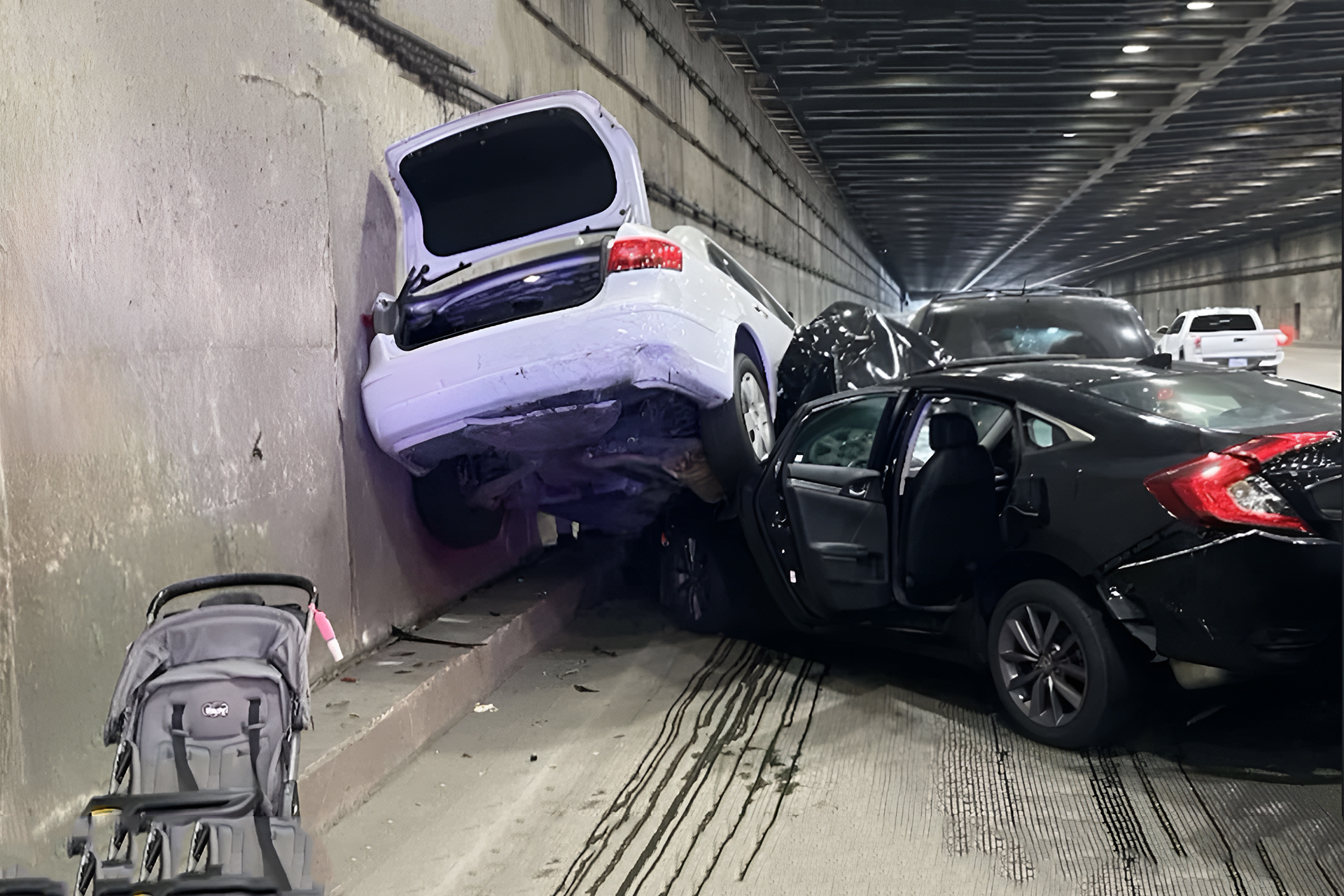 Tesla Model S para sozinho na estrada e causa engavetamento envolvendo oito veículos, vídeo captado por câmeras de vigilância mostra detalhes do ocorrido