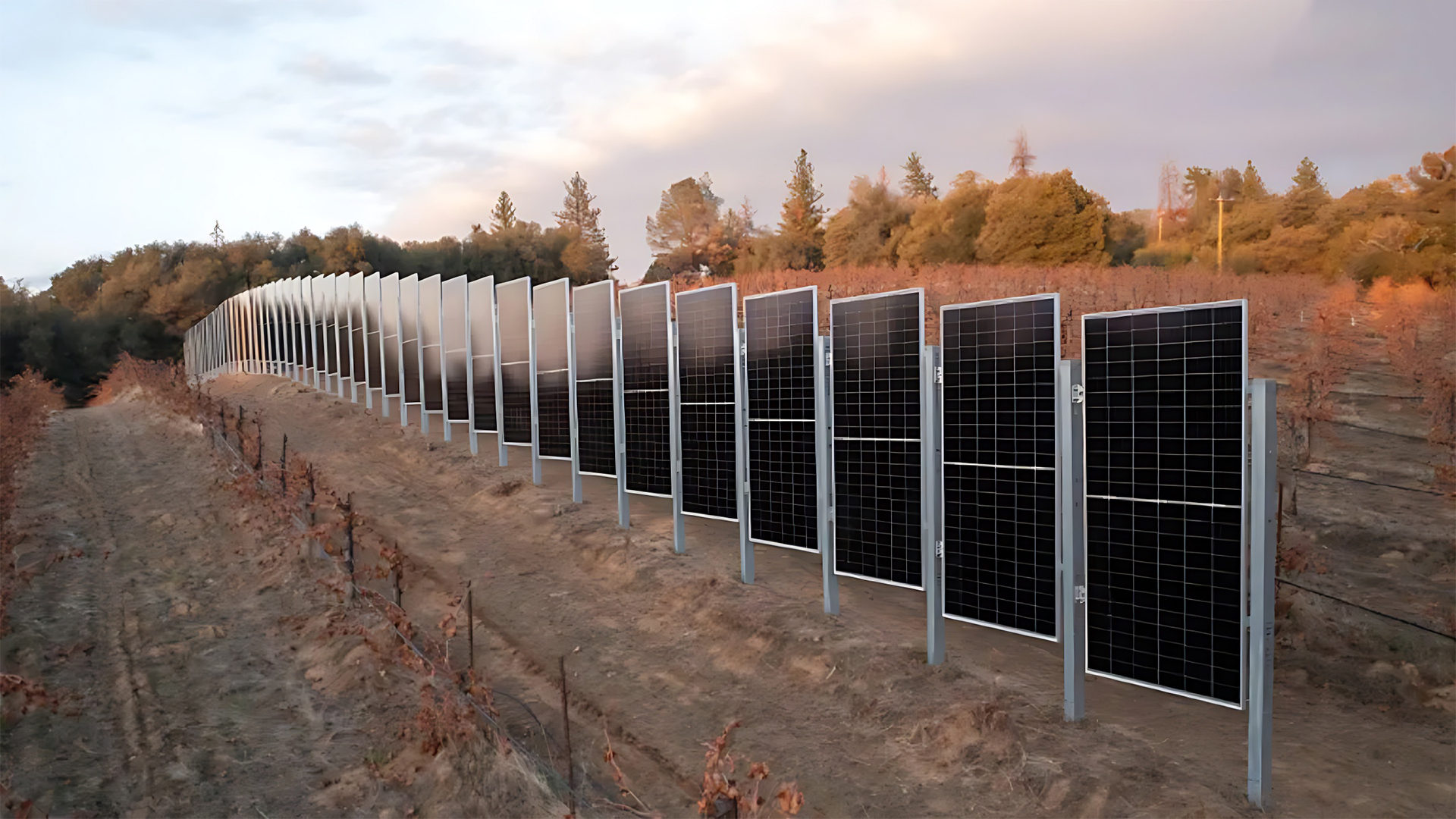 Sistemas verticais de energia solar criados por empresa americana podem ser usados como cercas residenciais ou públicas, ao longo de estradas e até mesmo ao lado de linhas de trem