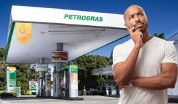 Posto de gasolina Petrobras nas cores verdes, amarelo, azul e branco na cidade e que vai reduzir o preço dos combustíveis em junho de 2023