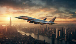 avião supersonico saindo de nova york