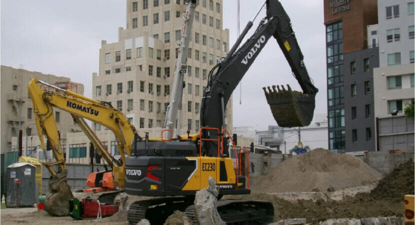 Volvo, escavadeira, construção