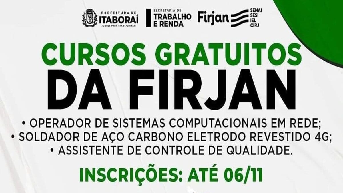 Mais de 150 vagas abertas nos cursos gratuitos de qualificação profissional  da Firjan, no Rio de Janeiro - CPG Click Petroleo e Gas