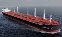 A Vale firmou parceria com a Asyad para equipar o Sohar Max, maior navio de transporte de minério, com inovadoras velas rotativas da Anemoi, visando eficiência e redução de emissões.