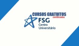 Logotipo da FSG destacando cursos gratuitos certificados disponíveis online em várias áreas profissionais