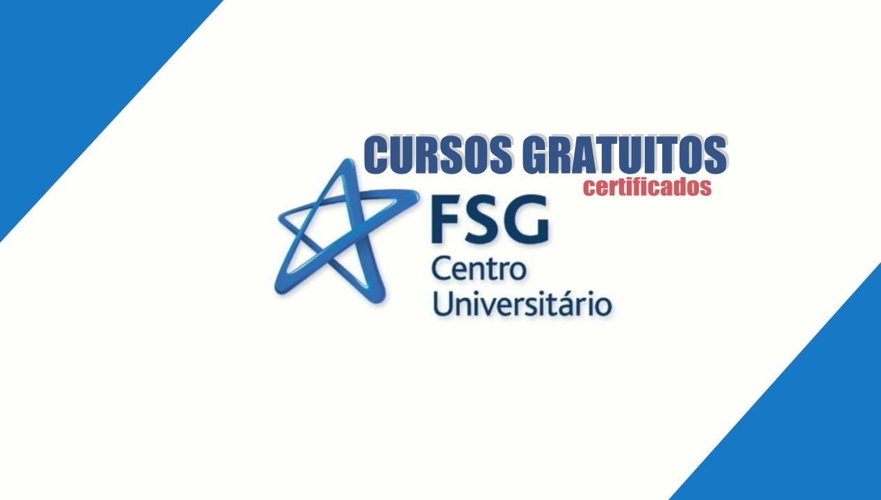Logotipo da FSG destacando cursos gratuitos certificados disponíveis online em várias áreas profissionais