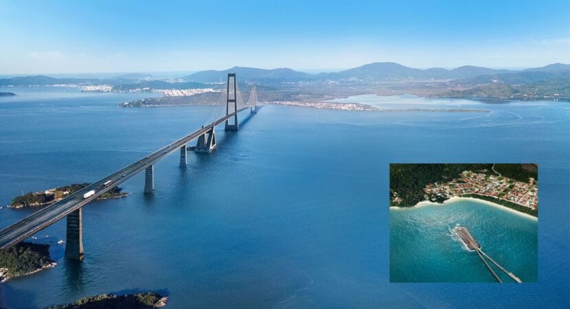 Projeto Ponte Santa Catarina Norte em Florianópolis: desafios na construção, com 6 km de extensão e túnel subaquático