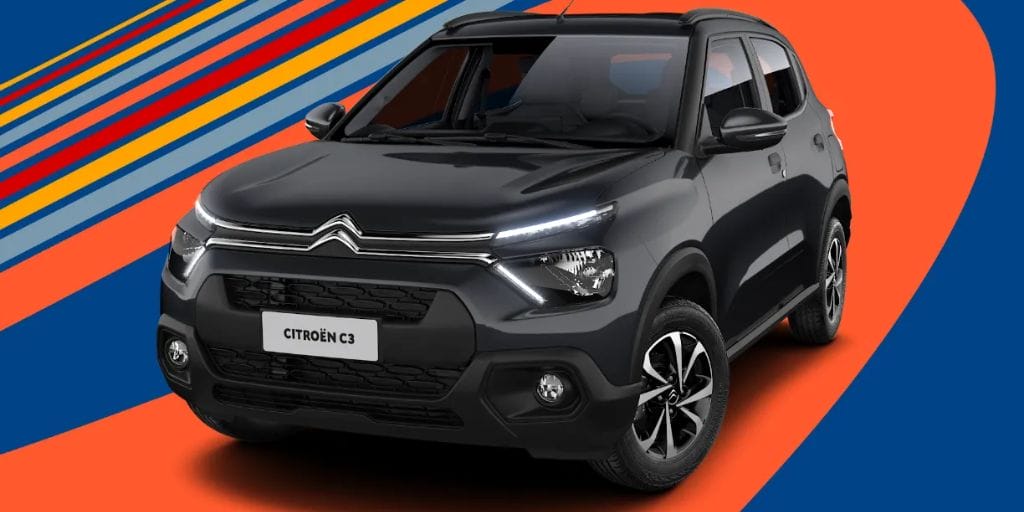 Promoção faz com que título de carro mais barato do Brasil saia das mãos dos modelos Renault Kwid e Fiat Mobi e passe para o Citroen C3. (Imagem: reprodução)