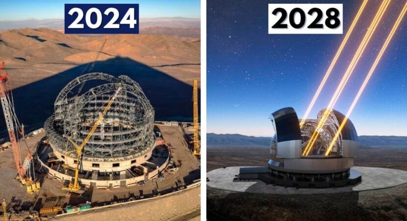 Construção: mega telescópio no Chile, a jornada em busca da origem do universo, investimento que se aproxima de 1 bilhão e meio de dólares.