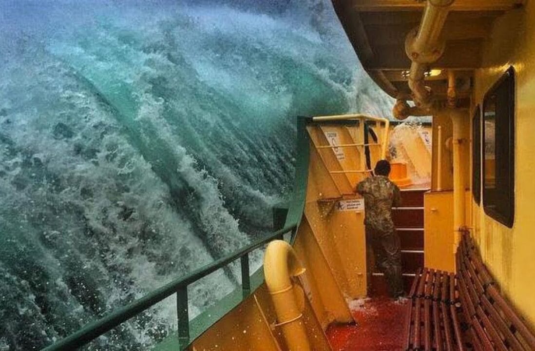 Por que grandes navios resistem a ondas gigantes em tempestades e não afundam?