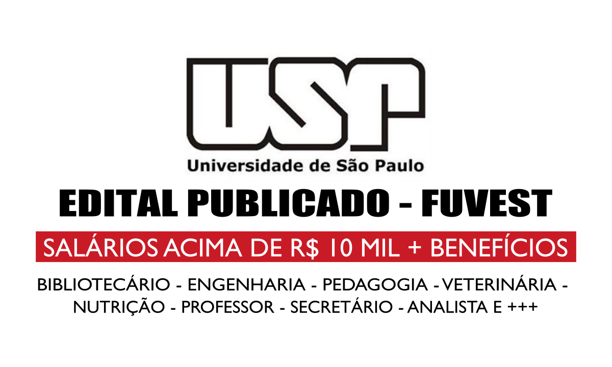 Universidade de São Paulo (USP) abre vagas com salários acima de R$ 10 mil para bibliotecário, engenheiro, professor e muito mais. Confira o edital da Fuvest