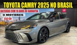 Adeus Corolla Cross, Toyota Camry 2025 no Brasil: líder em vendas da Toyota abandona motor a combustão V6 e promete chegar híbrido no Brasil com 232 cv de potência e baterias de íon lítio com 10 anos de garantia