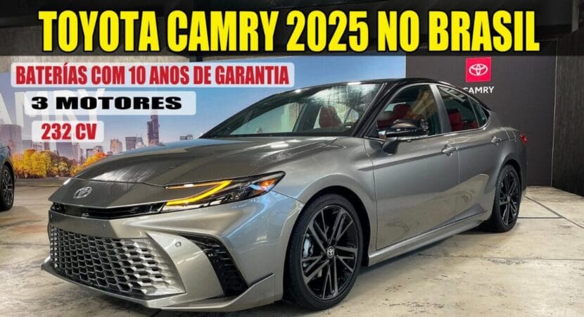 Adeus Corolla Cross, Toyota Camry 2025 no Brasil: líder em vendas da Toyota abandona motor a combustão V6 e promete chegar híbrido no Brasil com 232 cv de potência e baterias de íon lítio com 10 anos de garantia
