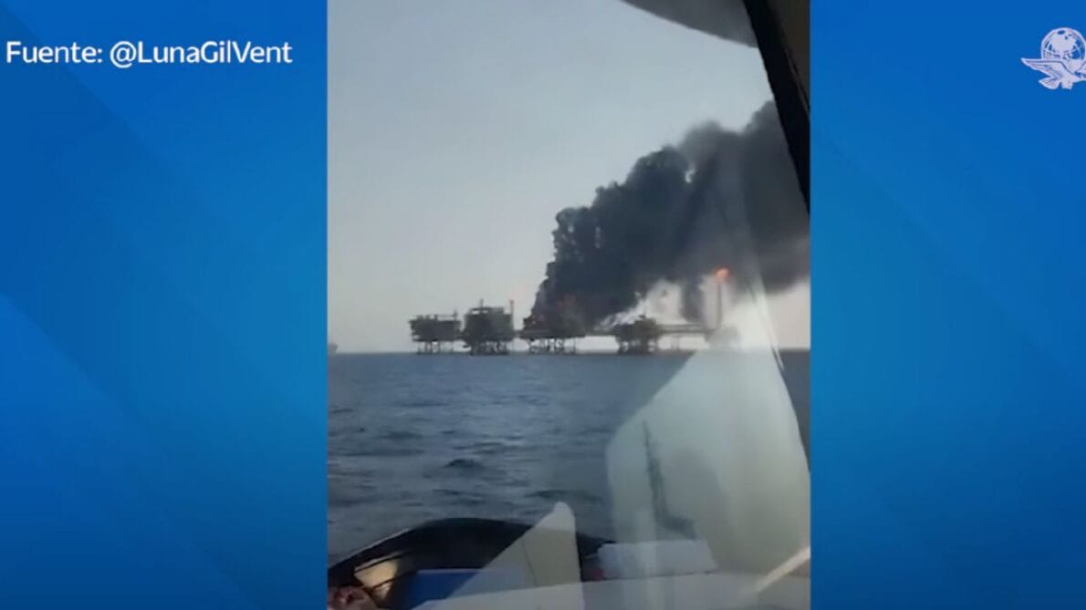 Explosão devastadora na plataforma de petróleo Akal Bravo no México; acidente provocou 14 feridos