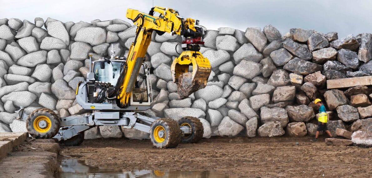Novo robô- escavadeira - obras - construção - construção civil