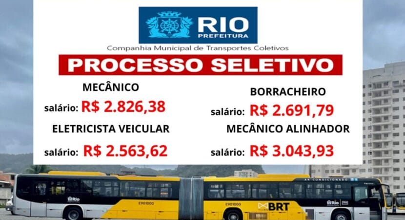 BRT Mobi Rio abre novo processo seletivo com mais de 45 vagas de emprego para profissionais em diversas áreas.