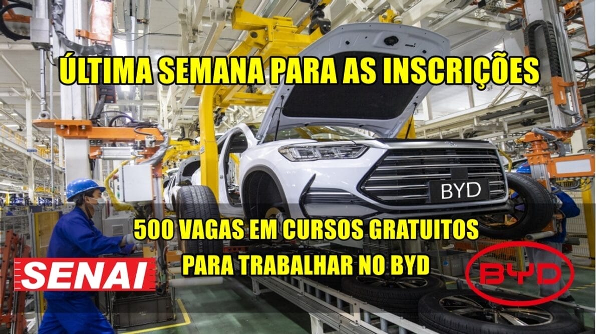 cursos - cursos gratuitos - cursos grátis - BYD - Senai - vagas