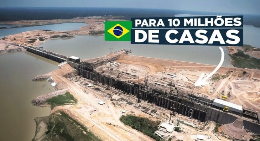 Usina Hidrelétrica de Jirau, localizada no Rio Madeira em Rondônia, com capacidade de 3.750 MW, fornece energia para 10 milhões de residências, representando 3,7% da energia hidrelétrica do Brasil