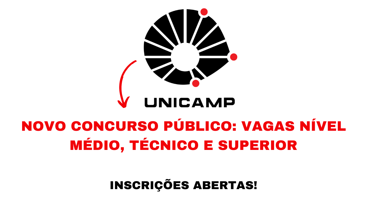A UNICAMP abriu um novo concurso público com vagas para níveis médio, técnico e superior, com salários de R$ 4.449,53 a R$ 8.390,17.