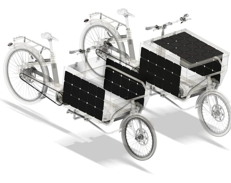 Veja como os painéis solares são instalados na bicicleta elétrica. Foto: Infinite Mobility