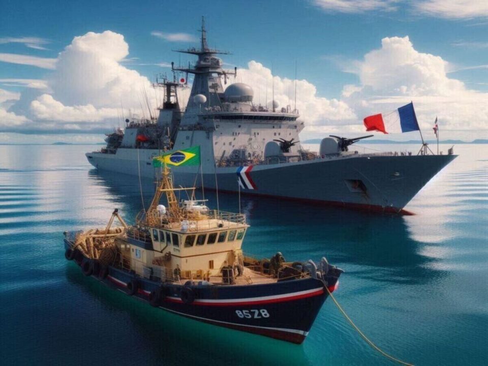 As Forças Armadas da França destruíram 4 barcos brasileiros por pesca ilegal, apreendendo 7,5 toneladas de pescado.