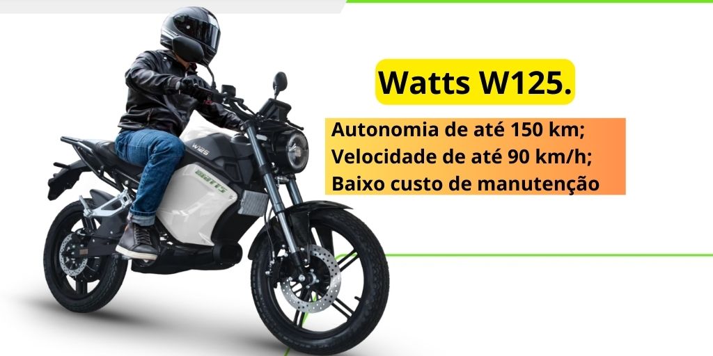 Autonomia de até 150 km, velocidade máxima de 90 km/h, design moderno e sustentável, e tecnologia de ponta: conheça a Watts W125. (Imagem: reprodução)