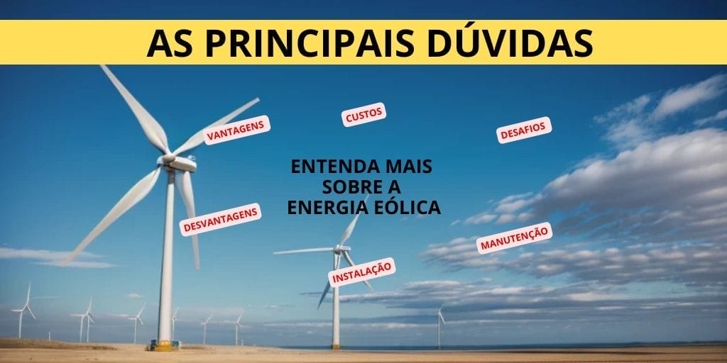 As principais dúvidas sobre a energia eólica. (Imagem: reprodução/ IA)