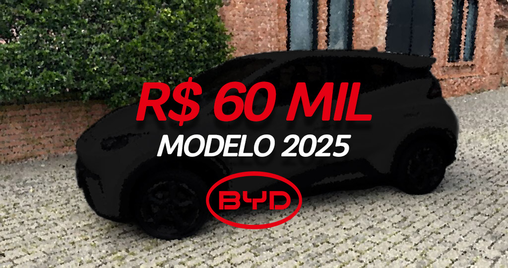 BYD lança modelo 2025 por R$ 60 mil, com autonomia de 340 km, prometendo abalar o mercado de veículos elétricos. Saiba mais! (Imagem: reprodução)