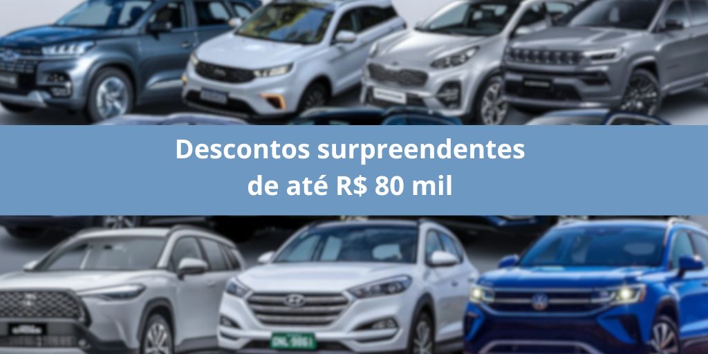 Descontos de até R$ 80 mil em carros novos animam brasileiros. Erro de preço ou estratégia de mercado? Veja quais modelos estão em promoção. (Imagem: reprodução)
