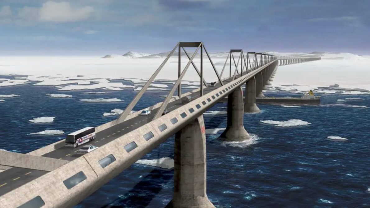 Rússia e China lideram iniciativa para construir uma grande ponte de 103 km no Estreito de Bering, conectando América e Eurásia.