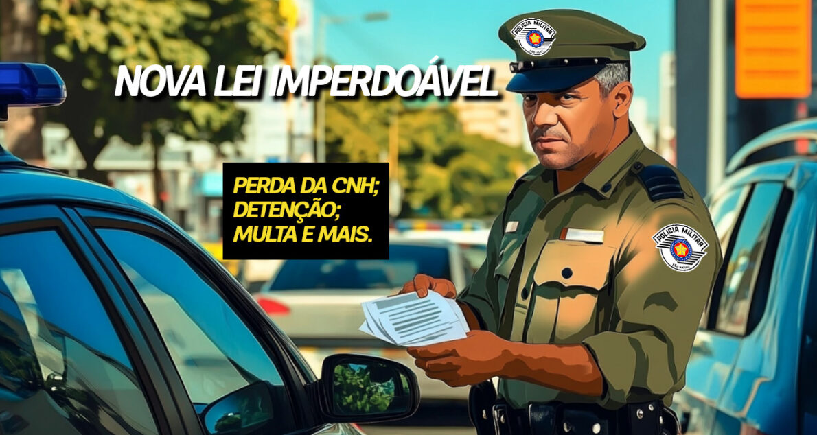 Nova lei de trânsito traz multa imperdoável, suspensão da CNH, detenção de até 20 anos e vira pesadelo dos motoristas. (Imagem: reprodução/ Midjourney)