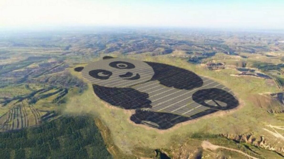 A Usina de Energia Panda, em Datong, China, é uma das maiores estações solares do mundo, projetada no formato do icônico panda.