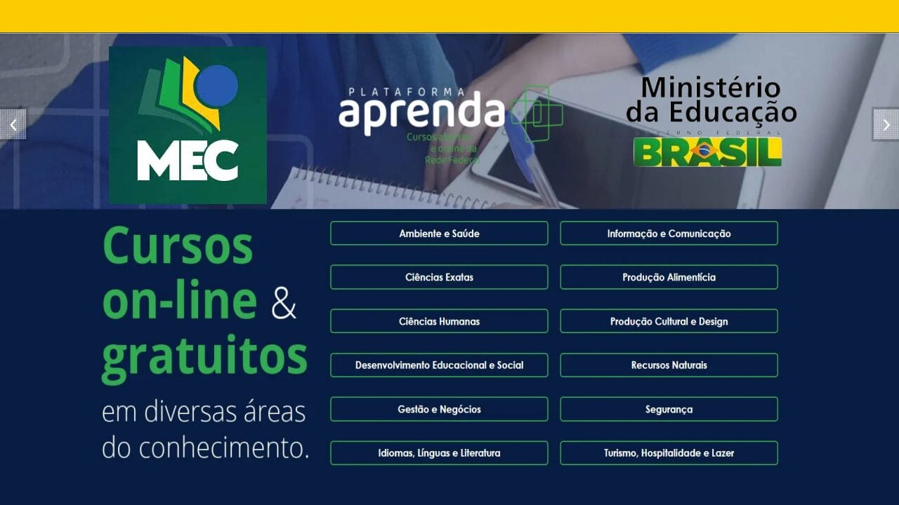 MEC - cursos online - Ministério da Educação oferece mais de 600 cursos gratuitos e online (EAD) sem processo seletivo com certificado; para se inscrever, basta acessar a plataforma e criar uma conta!