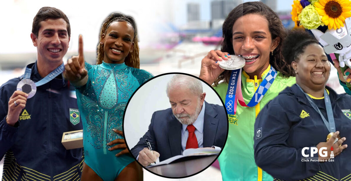 Olimpíadas: lei assinada por Lula isenta imposto em prêmios recebidos por medalhistas olímpicos como Rebeca Andrade, Bia Souza e Rayssa Leal. (Imagem: reprodução)