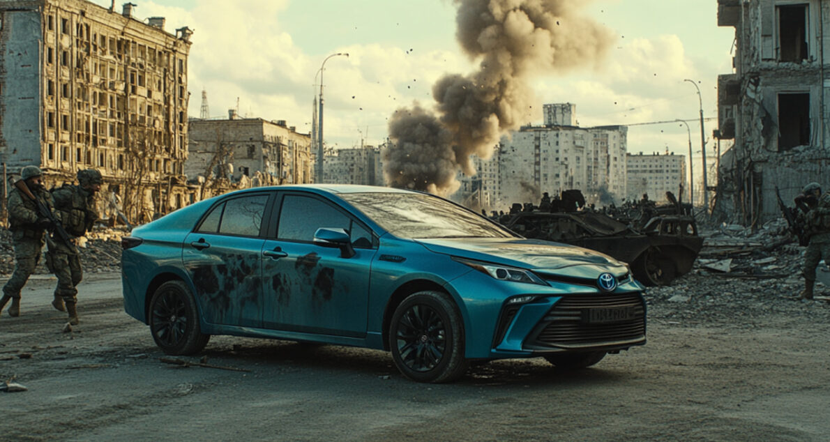 Toyota Mirai vira bomba na guerra da Ucrânia. (Imagem criada por IA)