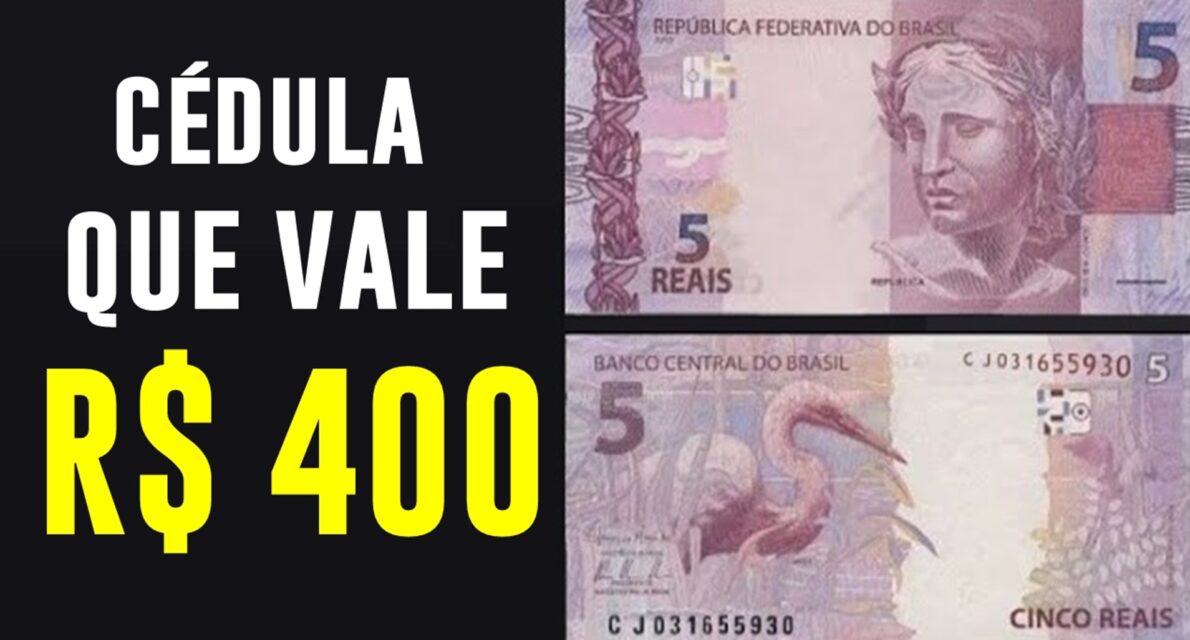 Cédula de 5 reais com detalhe na numeração pode valer mais de R$ 400