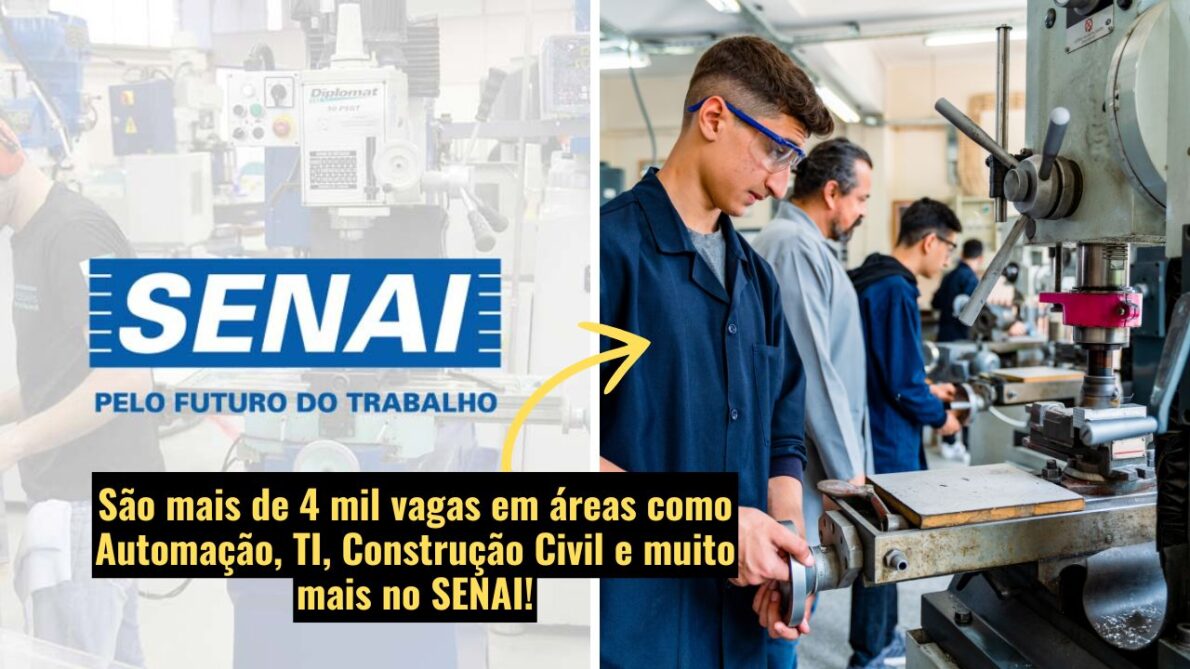 Senai divulga última entrada de 2024 para cursos técnicos; inscrições abertas para mais de 4 mil vagas em 21 opções