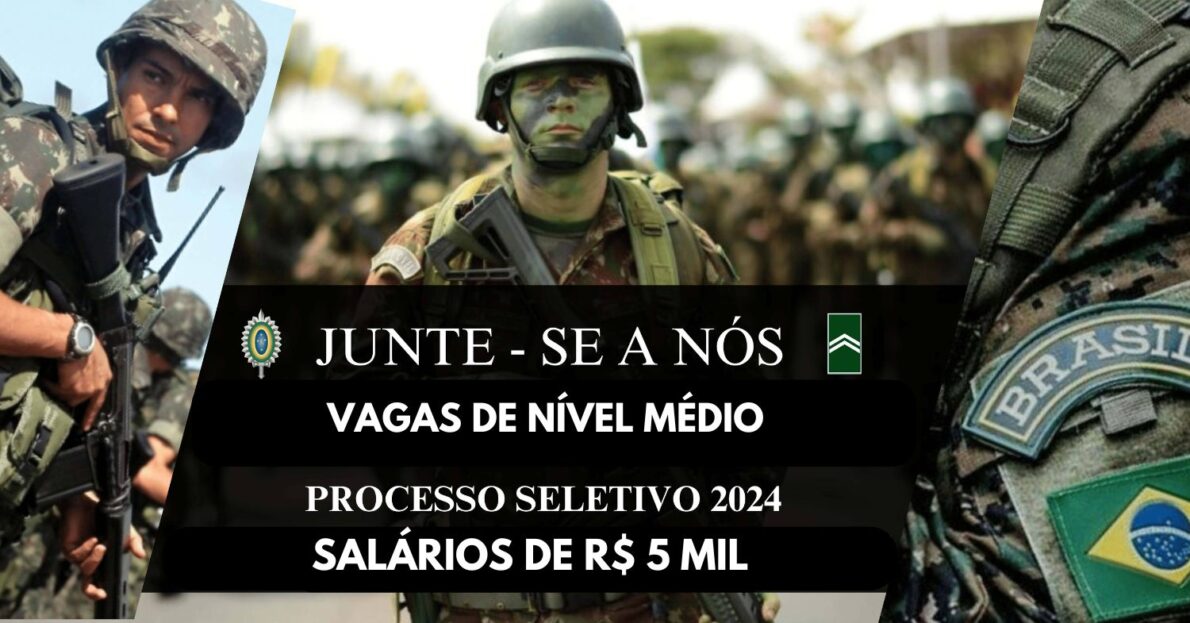 Vagas de nível médio no Exército Brasileiro estão abertas e oferecem remuneração de R$ 5 mil em processo seletivo sem concurso