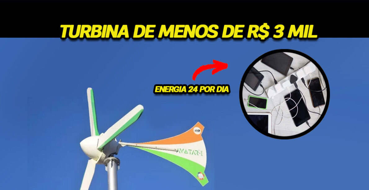 Turbina eólica fácil de instalar custa menos de 3 MIL, pode gerar energia 24 horas por dia, suprir de 50% a 100% do consumo de uma residência convencional e ainda dura 25 ANOS