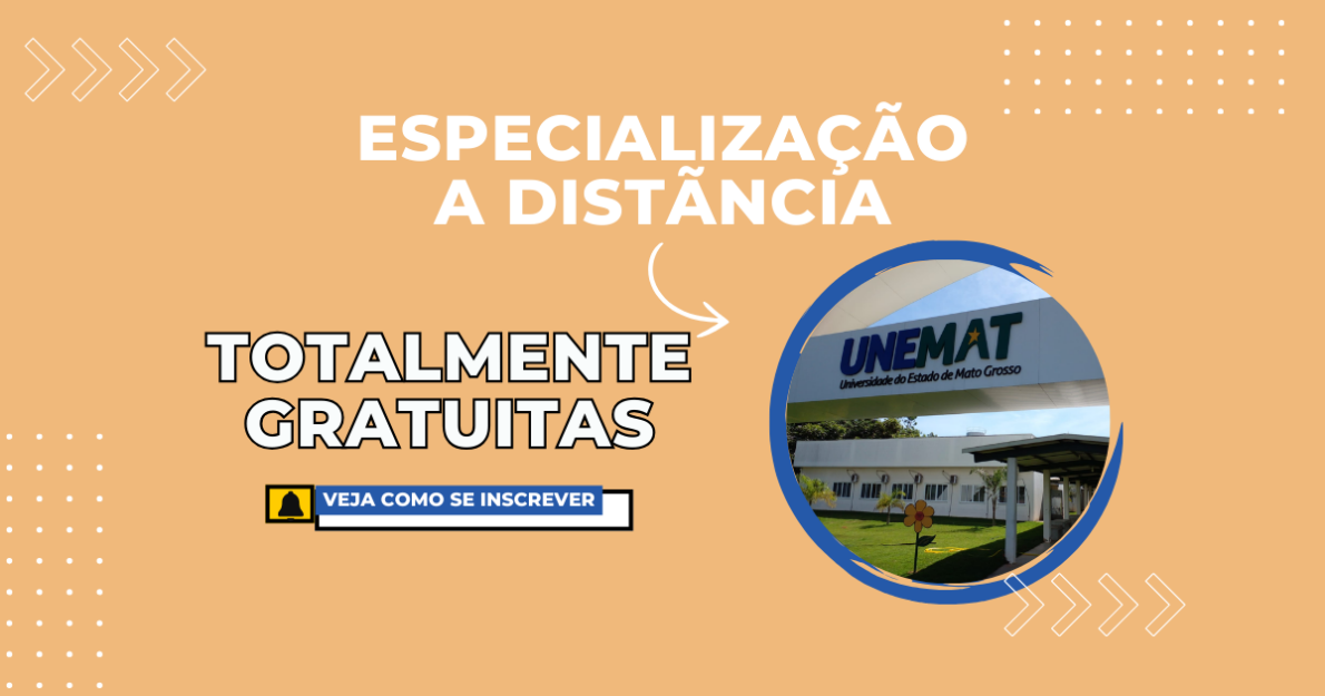 A UNEMAT abriu 732 vagas para especializações a distância em áreas de educação, saúde e cooperativismo. Inscrições até 5 de novembro!