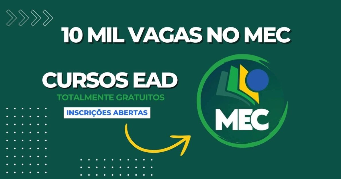 MEC oferece 10 mil vagas para cursos 100% EAD sobre inovação educacional, com certificado gratuito. Inscrições abertas por ordem de inscrição!