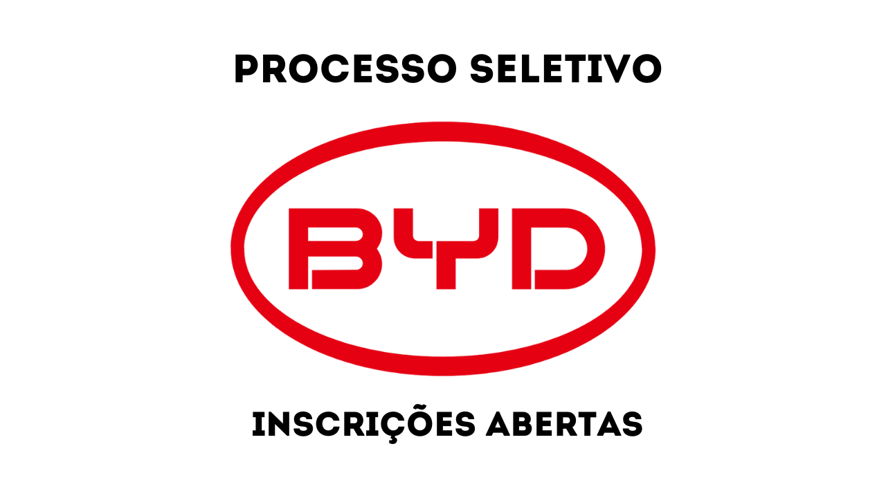 A BYD abriu 41 vagas temporárias para Ajudante Geral em São Paulo. Com salário de R$ 1.793,89, a função inclui tarefas em elétrica, mecânica e logística.