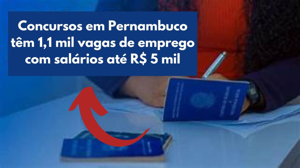 Concursos em Pernambuco têm 1,1 mil vagas de emprego com salários de até R$ 5 mil; veja locais e saiba como se inscrever